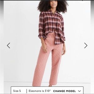 Madewell Quilted Dusty Rose Pants NWT